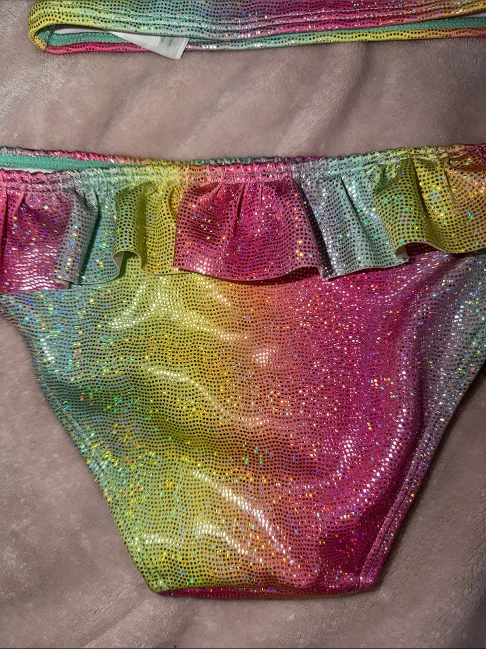 H&M Girls Rainbow Ruffle Bikini - Pink, Yellow, Green, Blue